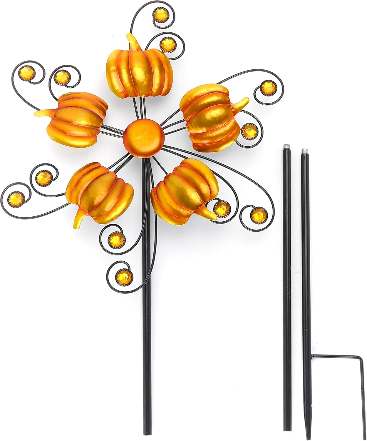 The Lakeside Collection Fall Spinner Stakes - Outdoor Harvest Decor - Pumpkin