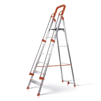 Aluminium Ladder for Home 7 Steps Foldable with Railing & Anti-Skid