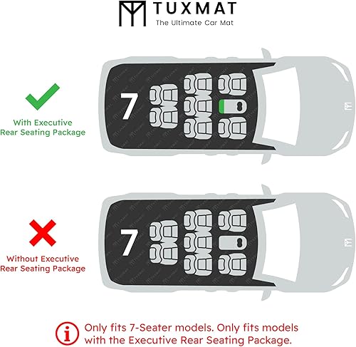 Miniatura 3 de TuxMat - Para Mercedes-Benz GLS de 7 plazas con paquete de asientos traseros ejecutivos modelos 2020-2026 - Alfombrillas personalizadas para