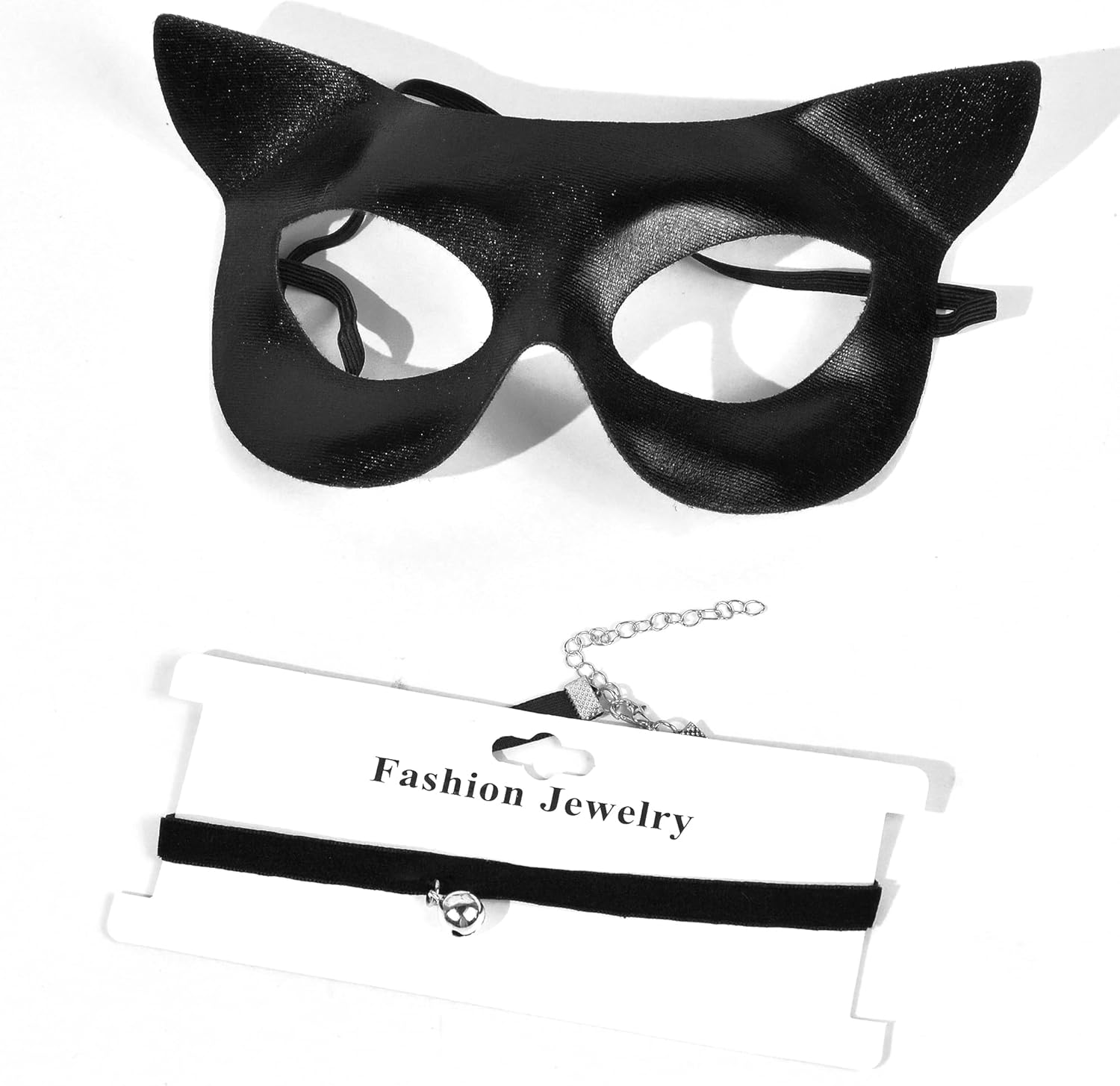 Women's cat Costume Cat Mask and Collar Set, Women‘s Cat Costume Accessories for Adults, Cat Ears Half Face Masquerade Mask & Choker Black Eye Mask for Woman Halloween Animal Cat Cosplay Costume - Image 6