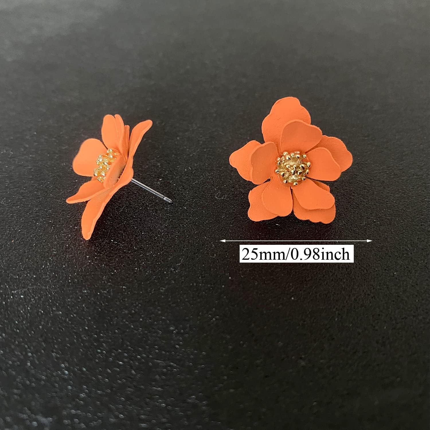 Chic Cute Boho Matte Flower Statement Stud Earrings with Gold Flower Bud for Women Sister Mom Lover and Friends - Image 2