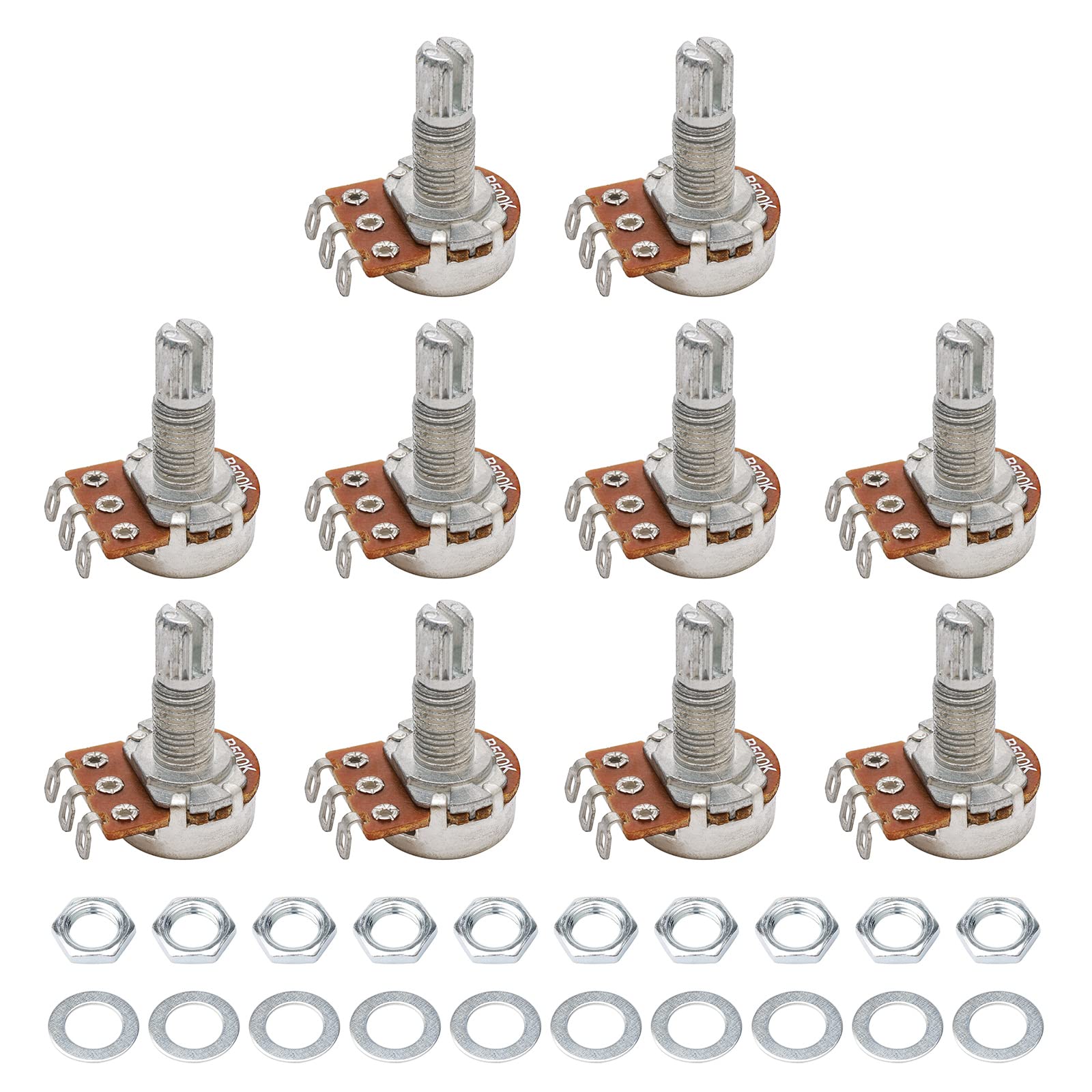 B500K OHM Audio POTS Guitar Potentiometer Replacement for Electric Guitar Pack of 10