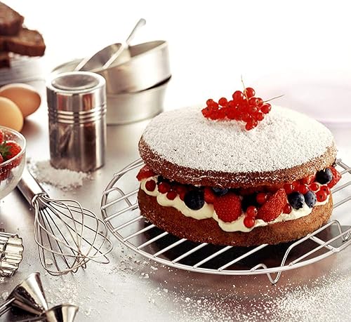 Miniatura 10 de TeamFar Estante de enfriamiento, estante de alambre de acero inoxidable de 10.5 pulgadas, estantes redondos para hornear para cocinar al vapor,