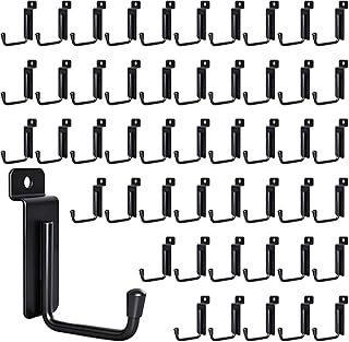 50 Pack J-Shaped Slatwall Hooks, 2 Inch Heavy Duty Slat Wall Hanger, Slatwall Accessories Display Hooks for Garage, Retail Store, Kitchen, Craft Room