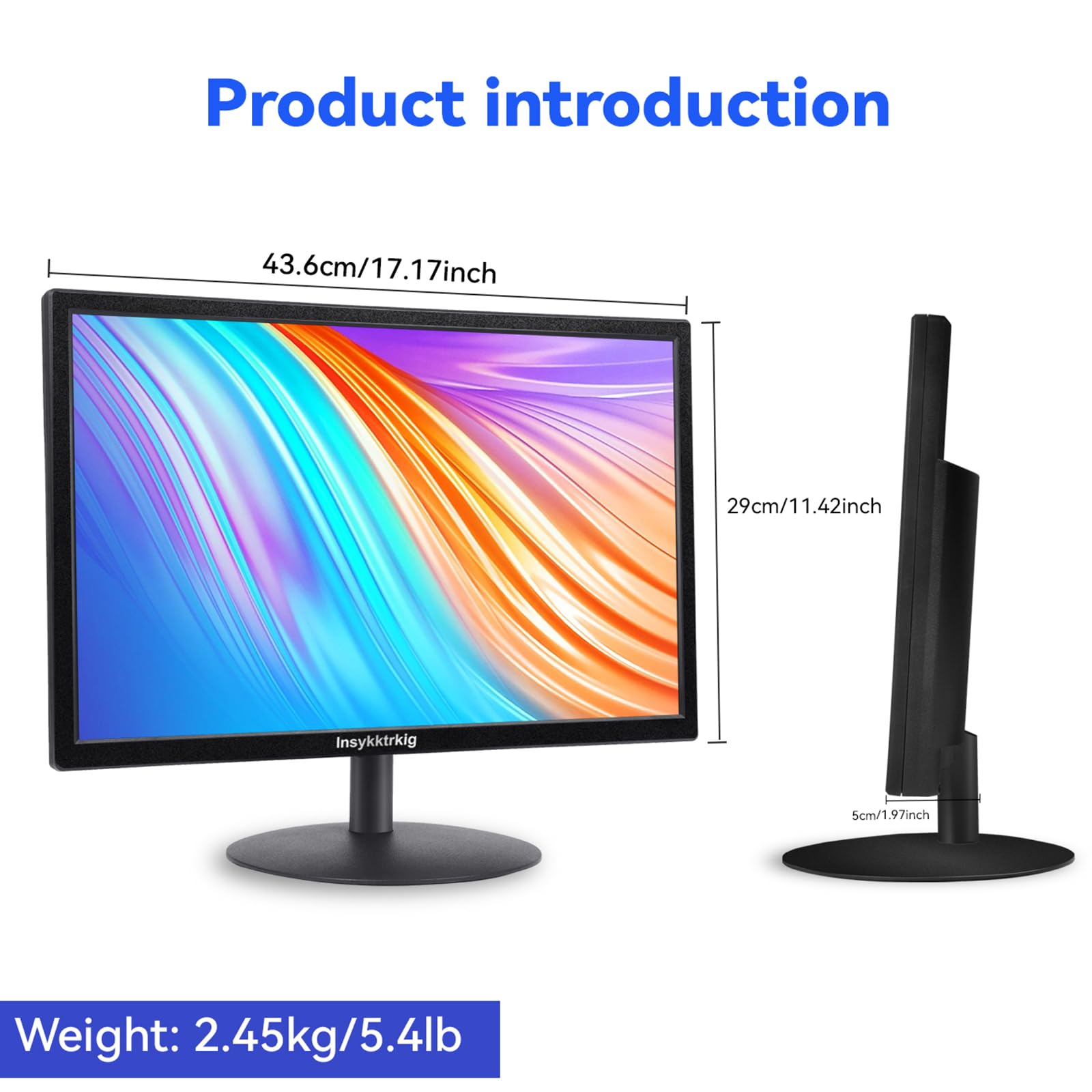 Insykktrkig Touchscreen Monitor 19 Inch FHD 1440 x 900 Multi-Touch Screen Dual Speakers HDMI VGA Type-B 60Hz,VESA,Brightness 300cd/m²,Tilt Adjust,PC Desktop Laptop Computer Windows Touch Display — view 4