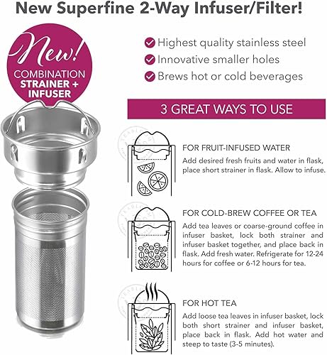 Miniatura 3 de Teabloom - El ORIGINAL Tazón de viaje todo en uno y Termo  Favorito de OPRAH  Botella de agua aislada de 16 oz480 ml Termo para téTaza de café de