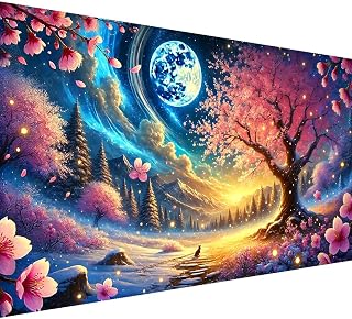 LWZAYS 5D Large Size Diamond Art Kit for Adults- DIY Moon and Tree Theme Diamond Painting Kit, Landscape Full Drill Crystal Rhinestone Arts and Craft Kits for Home Wall Decor 27.5 X 15.7inch