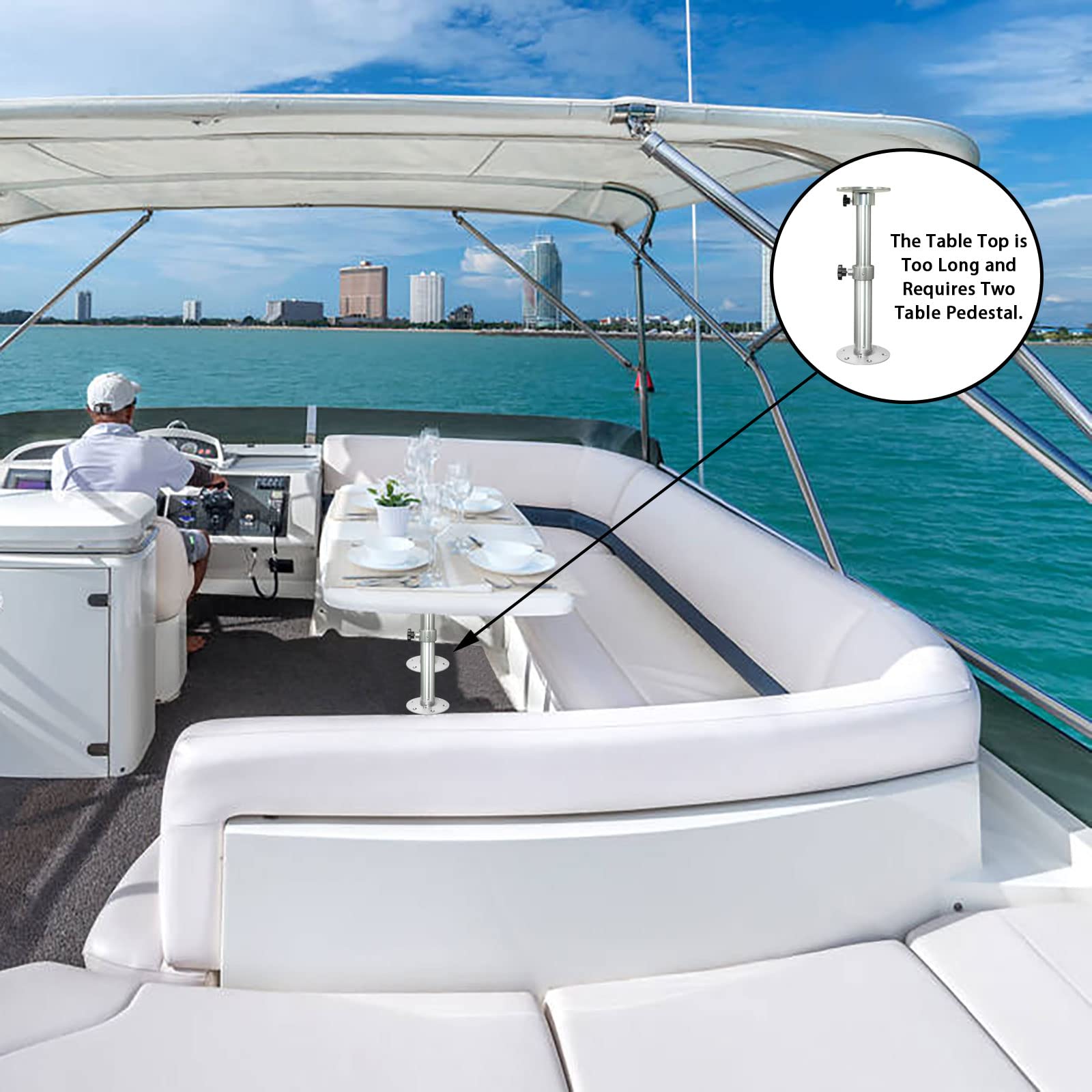 Gamba da tavolo regolabile, camper, altezza 450 – 690 mm, in lega di alluminio, con cerniera rimovibile, per yacht/monitor/supporto stabile