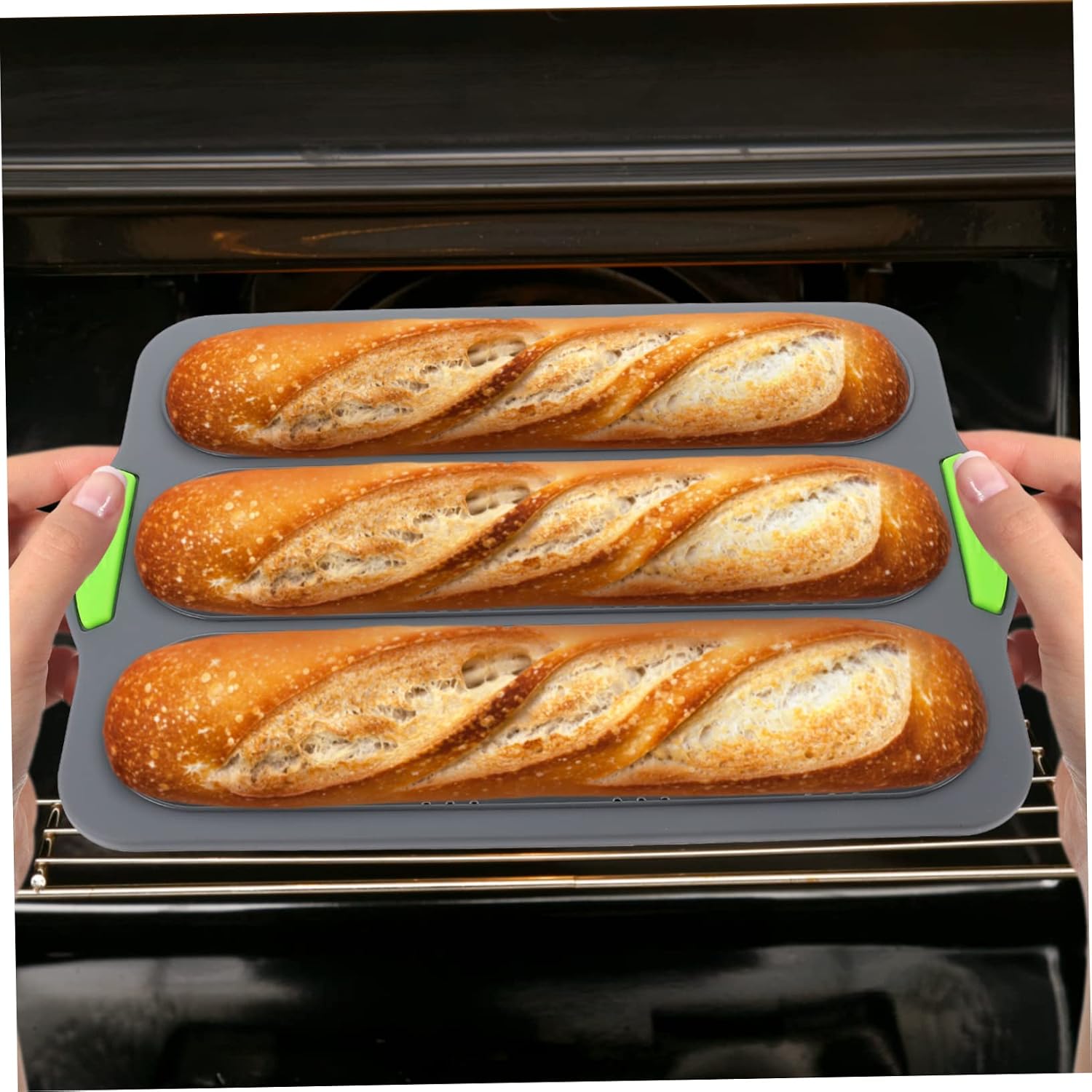 Zerodeko French Bread Loaf Pan Silicone Baking Molds Easy Clean Oven Bread Baking Pan