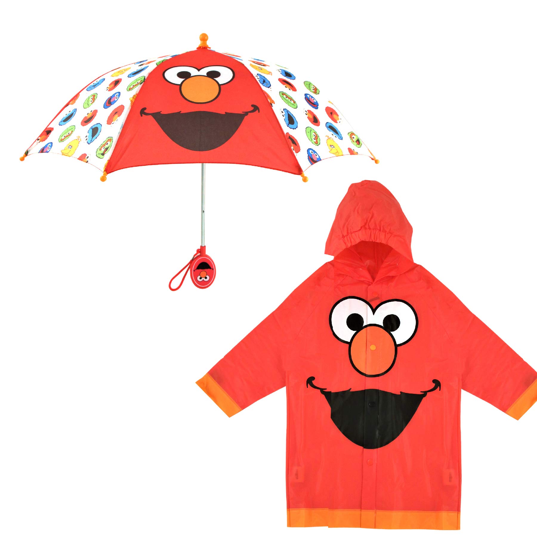 Sesame StreetBoys Kids Umbrella and Slicker, Elmo Toddler Boy Rain Wear Set, For Ages 2-5