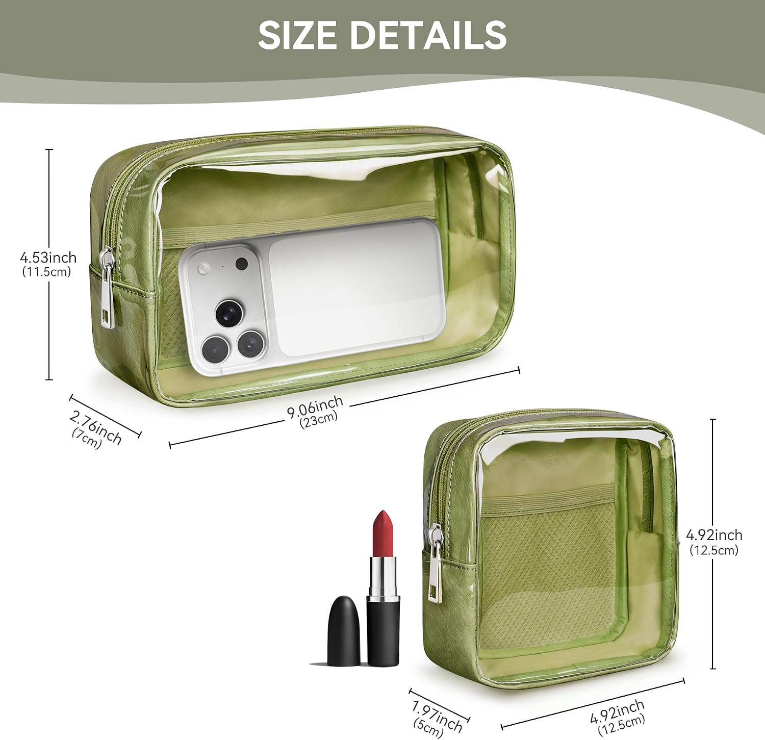 WLLWOO 2pcs Clear Makeup Bag Mini Cosmetic Pouch Travel Toiletry Organizer image 5