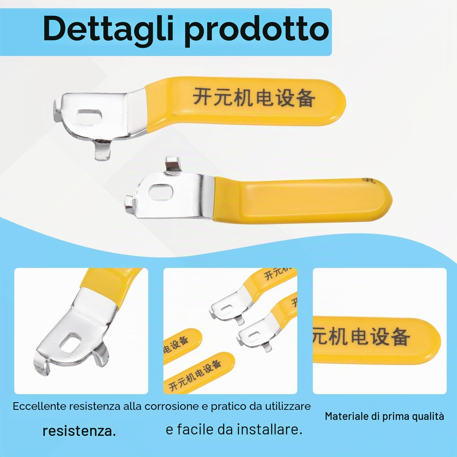 PATIKIL Maniglia a Leva per Valvola a Sfera, Maniglia Valvola Metallo Lunghezza Totale 94mm con Foro Dimensioni 8x5x3mm per Rubinetto, Riparazione e Sostituzione Tubo Flessibile Giallo