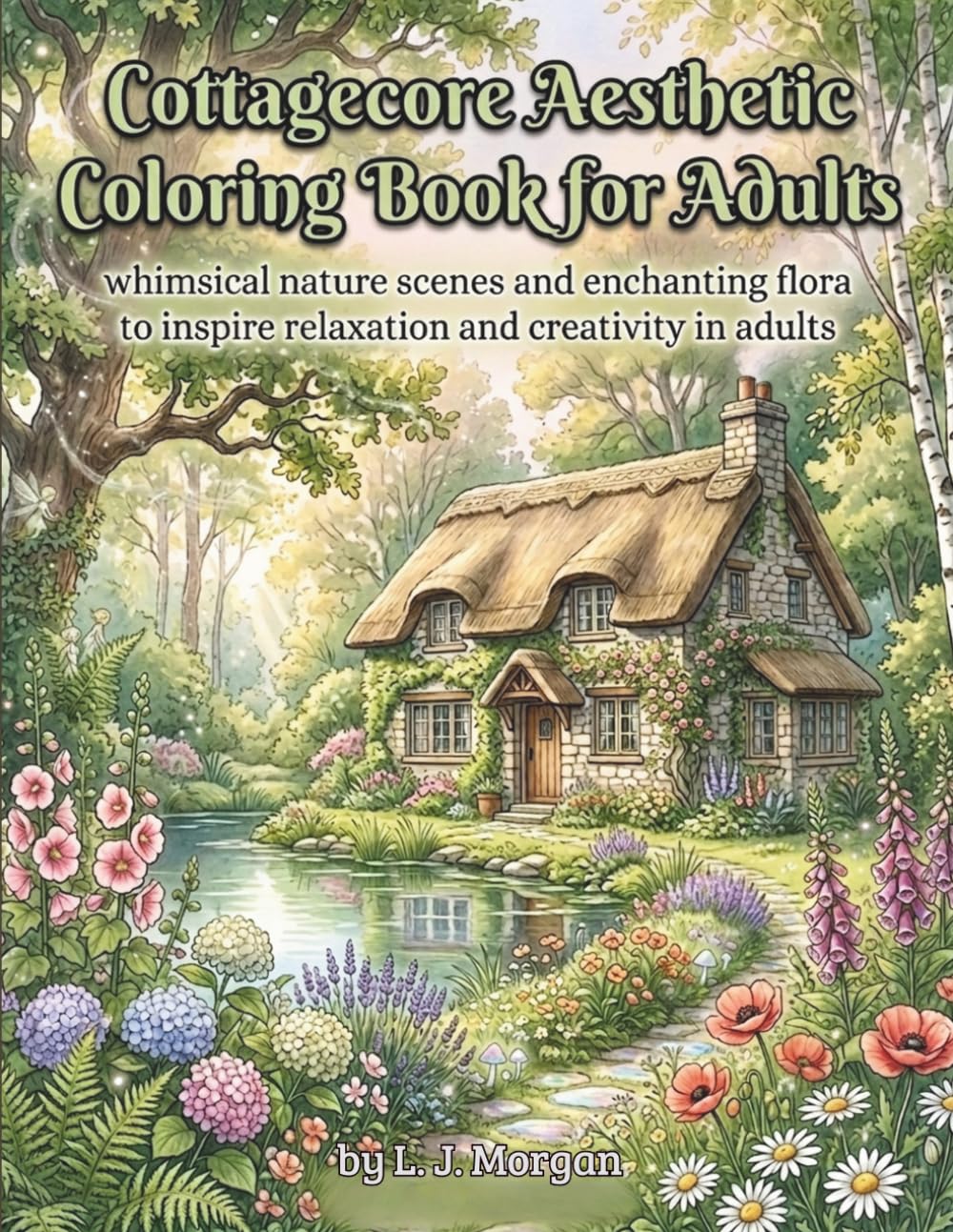 Cottagecore Coloring Book for Adults: 50 Whimsical Cottage Garden Scenes with Wildflowers, Fairy Cottages and Cozy Nature Illustrations for Relaxation and Stress Relief