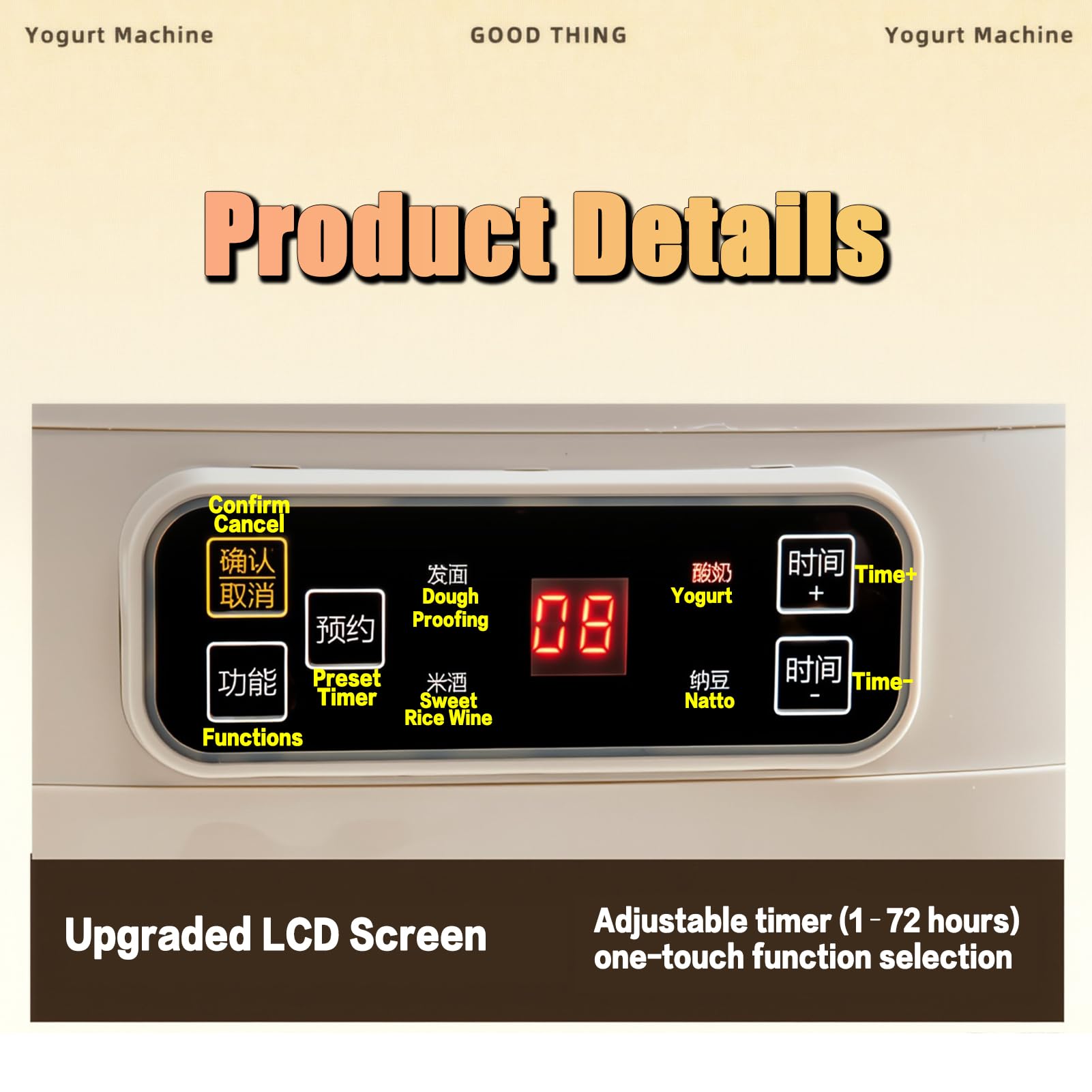 Fermentadora Eléctrica de Masa de 5/8 L con Pantalla LCD y Temporizador de 1 a 72 Horas, Recipiente Interior y Tapa de Acero Inoxidable, Máquina Automática de Fermentación para Pan, Pizza y Y Blue 8L