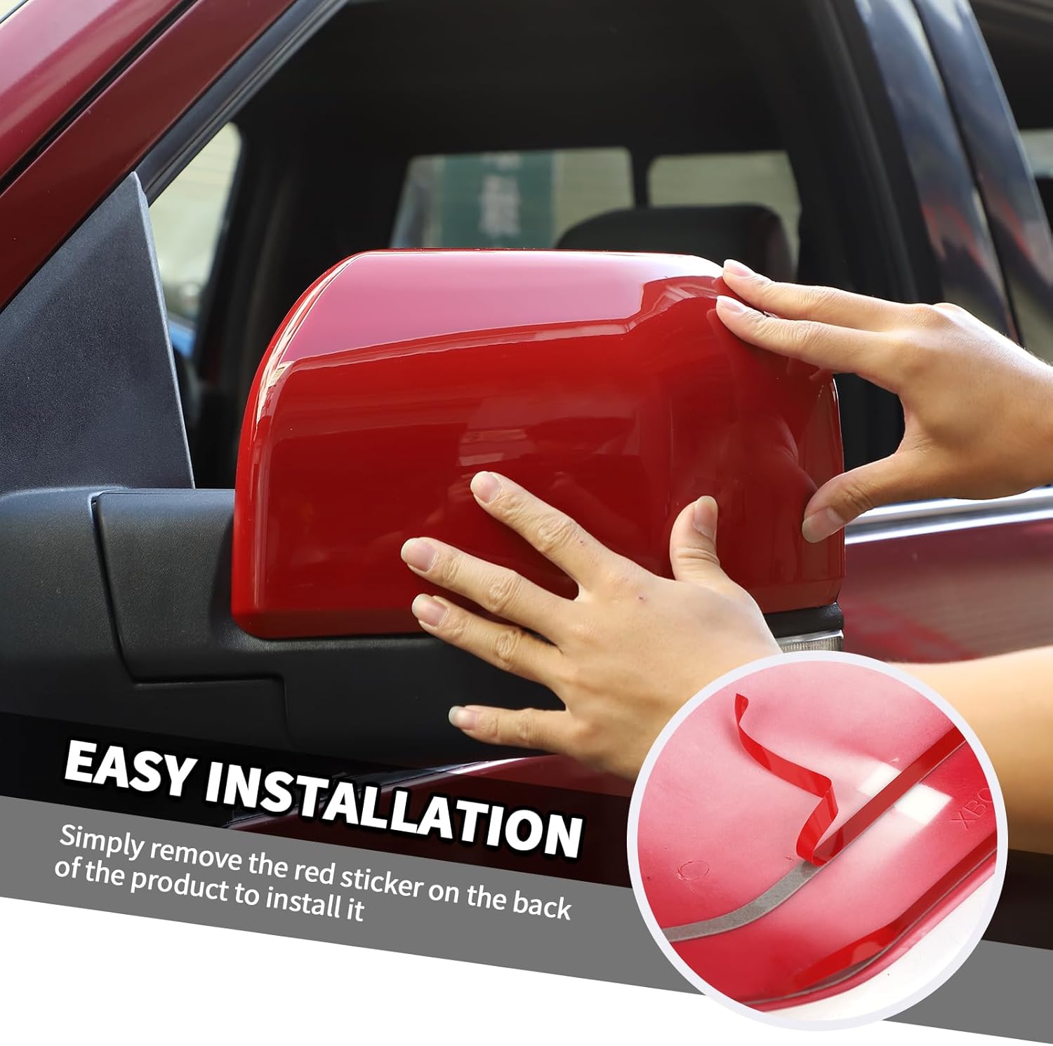 Jimen for f150 Mirror Caps, Door Side Rearview Mirror Cover Exterior Trim Compatible with Ford F150 2015-2020 (Red)