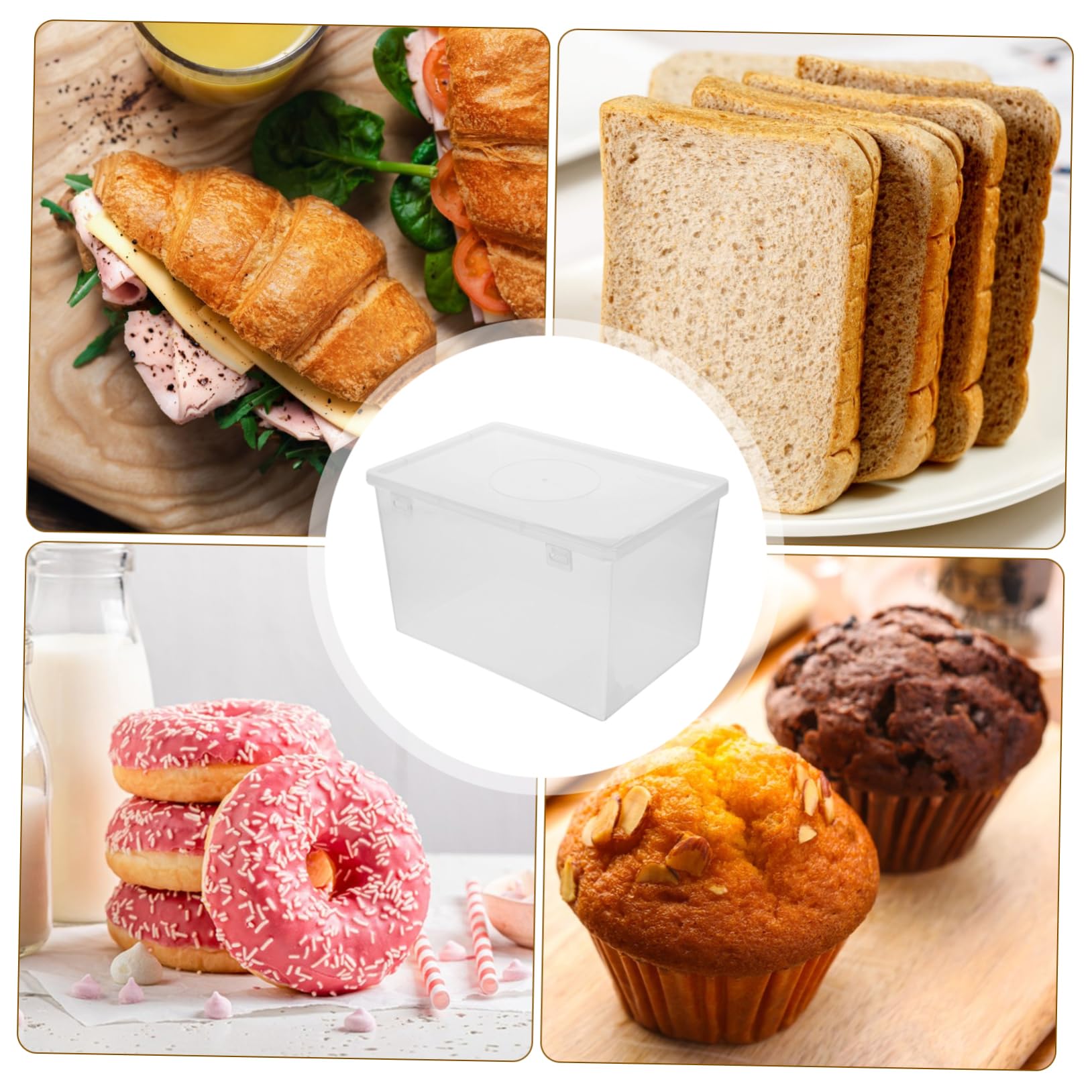 ULTECHNOVO 4 Stück Brot-Box luftdichte Aufbewahrungsbehälter für Lebensmittel Brotschoner luftdichter Aufbewahrungsbehälter für Lebensmittel Brothalter für die Küchentheke pp Transparent
