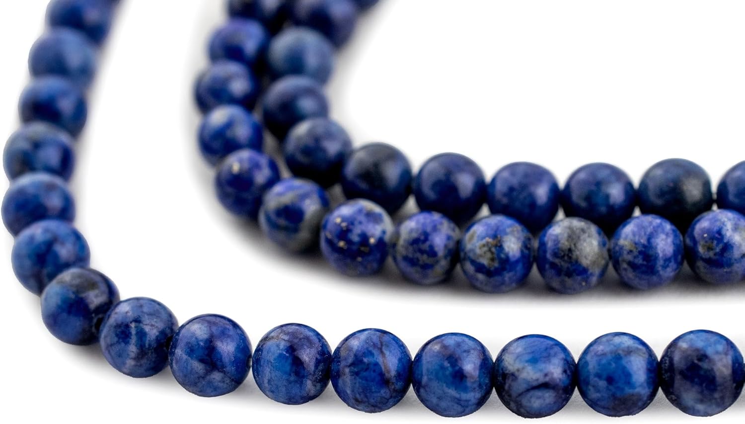 The Bead Chest Lapis Lazuli Round Beads: Mottled Design Gemstone Jewelry Supply, Full Strand, Various Sizes
