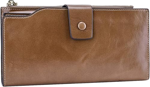 Miniatura 3 de Itslife - Cartera de piel sintética encerada para mujer con bloqueo de identificación de radio frecuencia (RFID), de gran capacidad, encerada, de