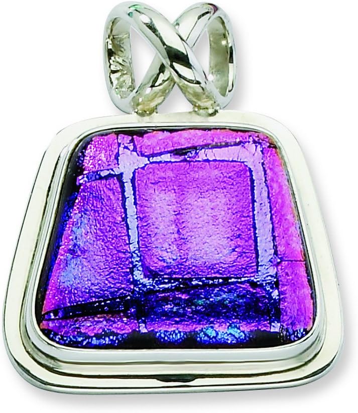 Sterling Silver Purple Dichroic Glass Fancy Pendant