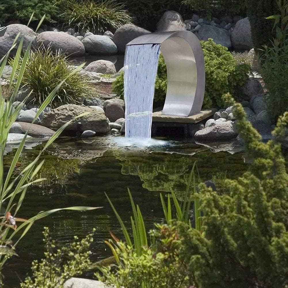 Stainless Steel Pool Waterfall Fountains for In Ground Pools Garden Outdoor Pond Water Feature