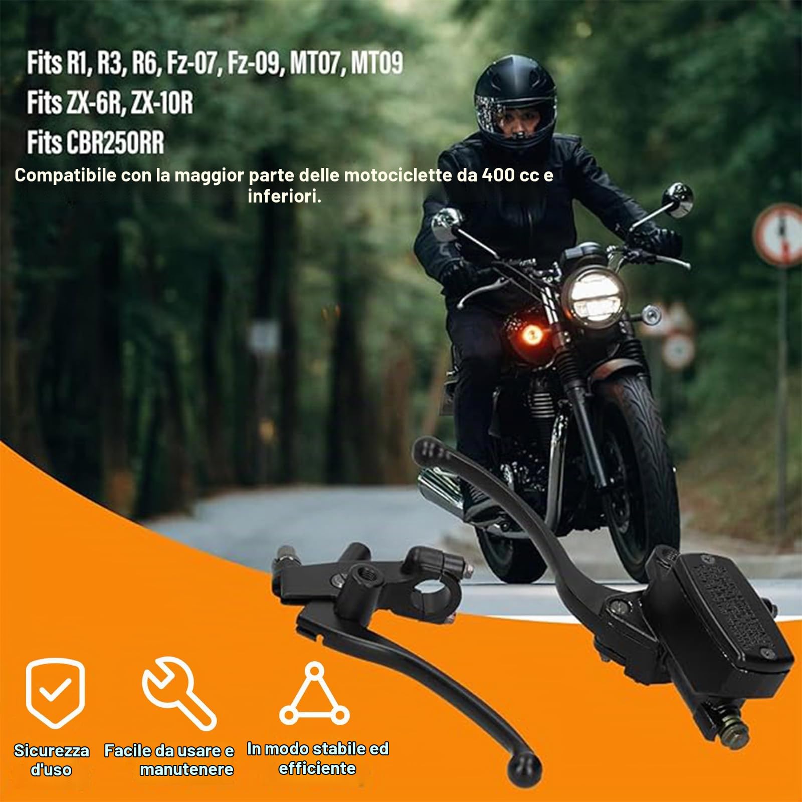 Gruppo Cilindro Frizione Freno Moto, Manubrio Moto Pompa Freno Destra e Sinistra Set Leva Frizione per la Maggior Parte delle Moto o Biciclette con Leve Freno da 1 Pollice (25 mm)