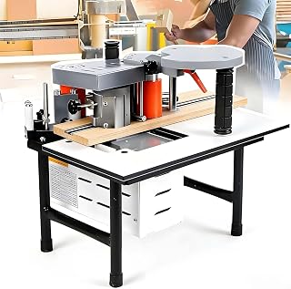 Woodworking Edge Bander, Compact Curve Straight Edge Bander With Double-Sided Gluing, Adjustable Speed 5-10m/Min,Temperature Control 170-180°C, For Wood Pvc Boards,A-bs,Furniture(White)