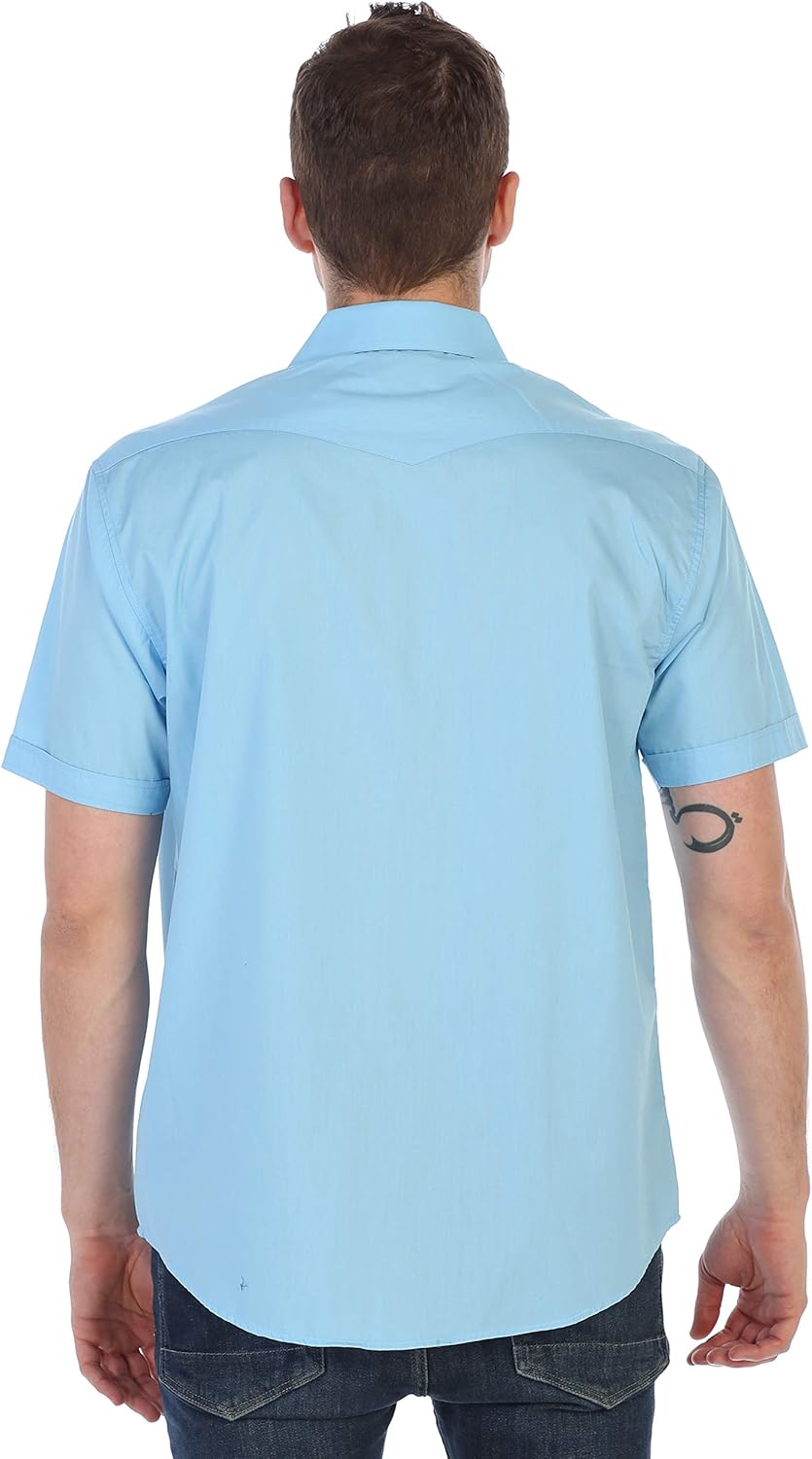 Gioberti Mens Casual Western Solid Short Sleeve Shirt with Pearl Snaps