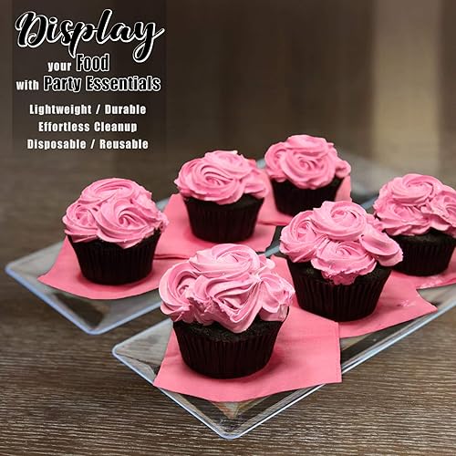 Miniatura 5 de Party Essentials N156621 - Bandejas elegantes de plástico para aperitivosservir, 15.75" x 6", transparente, paquete de 6