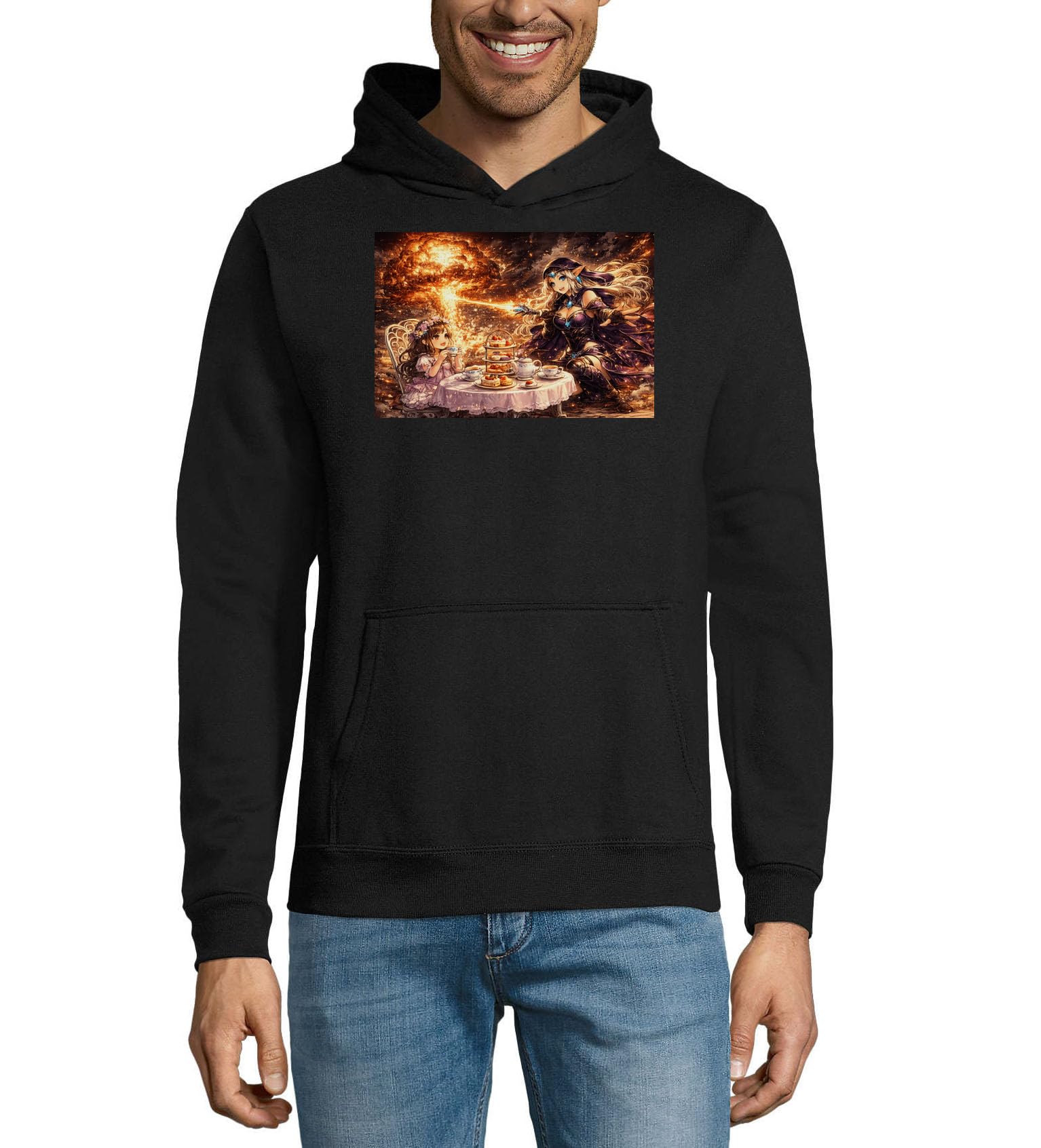 Magiczna herbata impreza z zaklęciem ognia unisex mieszanka bawełny bluza z kapturem bluza z kapturem czarna