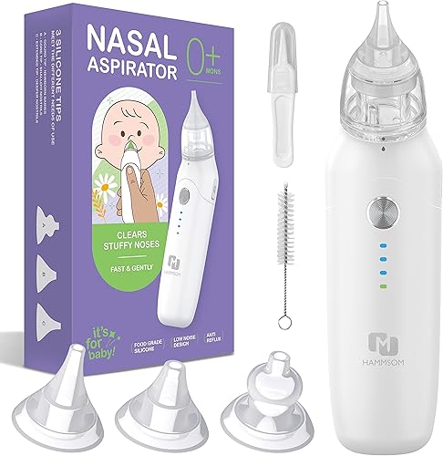 Aspirador nasal eléctrico para bebé, 3 boquillas de succión nasal diferentes, 3 modos de succión nasal para bebé, limpiador profundo de nariz, moco,