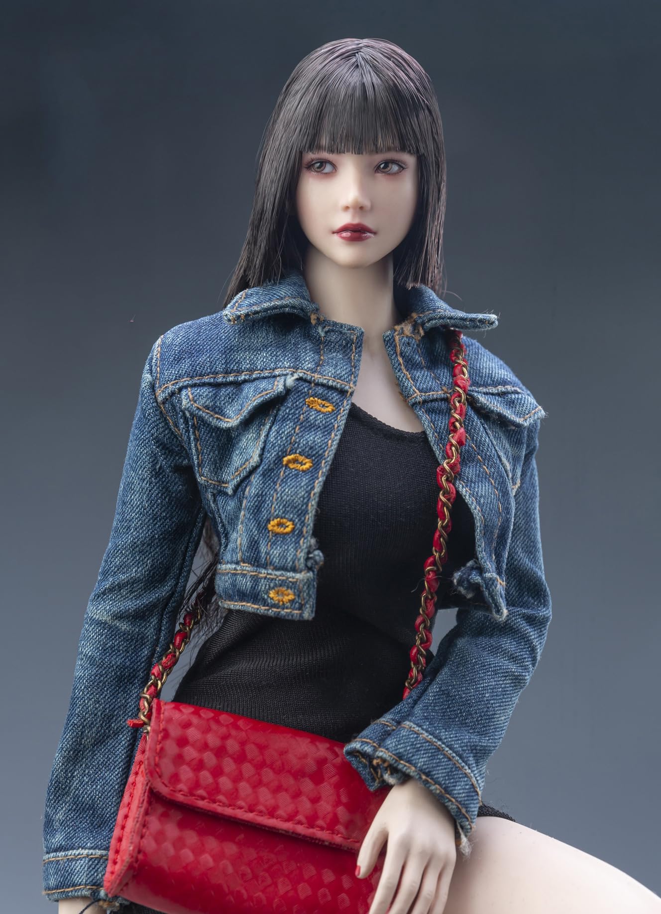スカルフィギュア 女性キャラクター 鏡付き TINAMI - ［モデル］カラーレジンアクションキット スカル