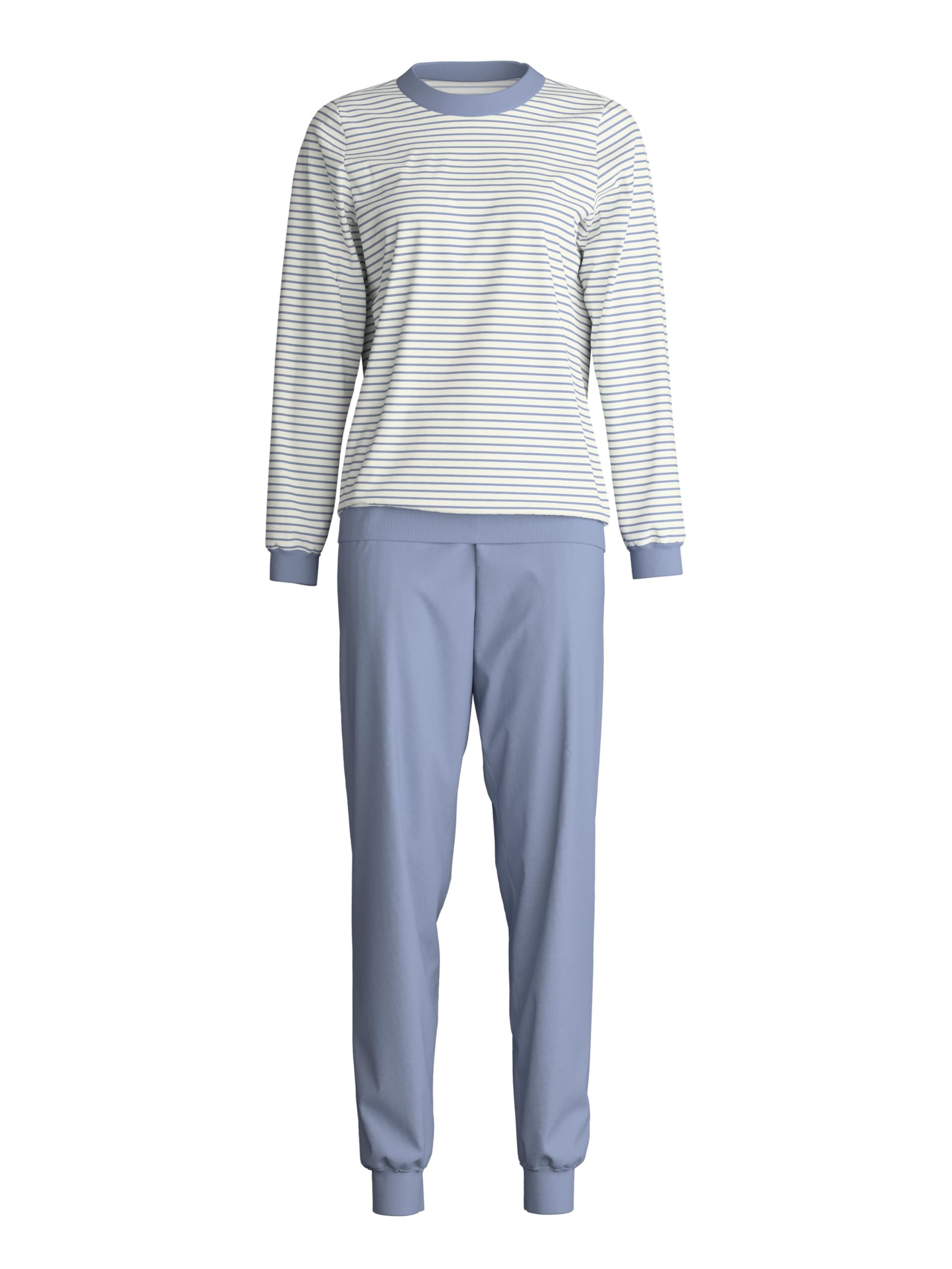 CALIDA Graphic Nights Bündchen-Pyjama Damen, weich, pflegeleicht, elastischer Hosenbund, softe Bündchen an den Abschlüssen