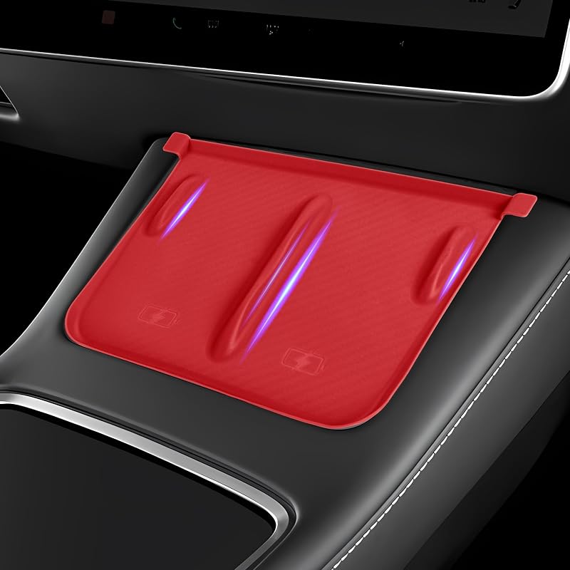 Capa em Silicone para Base de Carregamento sem Fio Tesla Model 3 e Model Y Vermelha frani
