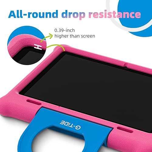 Miniatura 3 de G-TiDE Funda para tablet infantil de 10 pulgadas, color rosa, soporte ajustable de 270, funda para niños a prueba de golpes, material EVA