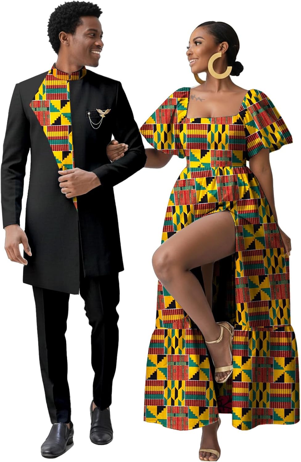 African Couple Clothes Women’s Ankara Dress and Mens Suit 2 Pieces Sets Cloth Wedding