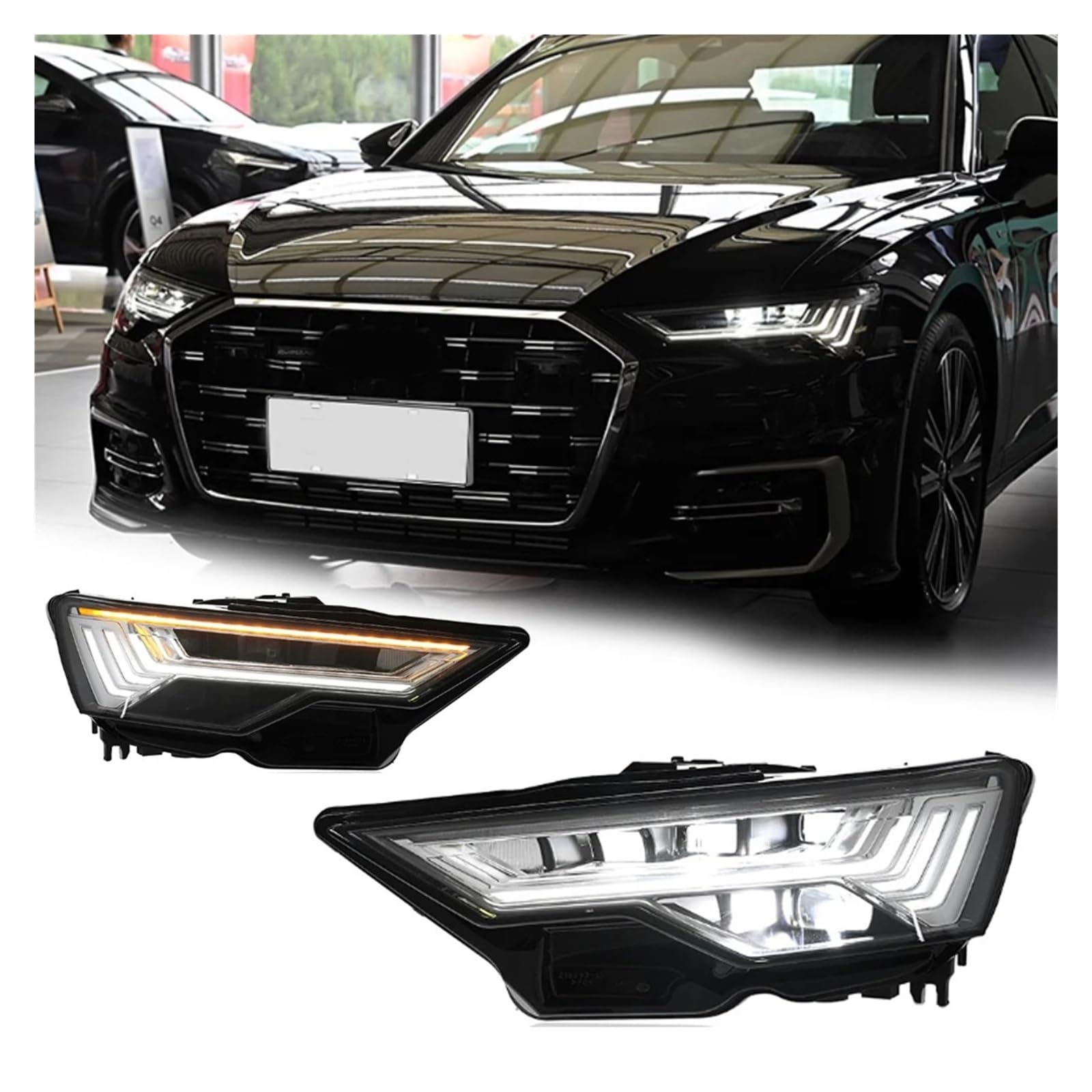 Pasuje do Au//di A6L A6 C8 19-24 wysoki styl Led DRL reflektor samochodowy montaż sygnału akcesoria samochodowe zmodyfikowana lampa stylizacja reflektory LED