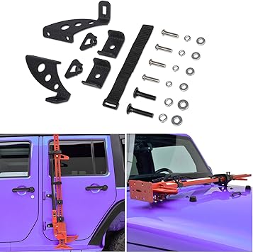 Sunluway Hi Lift Jack Mount Hood Hinge/ Door Hinge Bracket for Jeep Wrangler JK JKU JL JLU 2007-2024