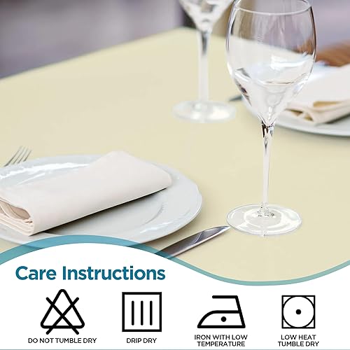 Miniatura 5 de Paquete de 2 manteles cuadrados de poliéster marfil de 54 x 54 pulgadas, resistente a las manchas y a las arrugas, lavable para mesa de comedor,