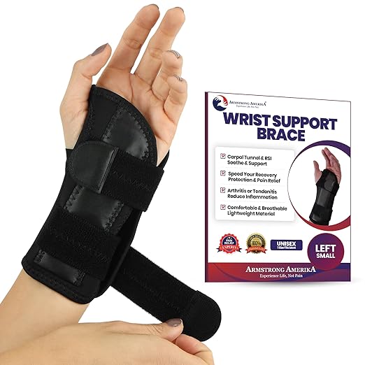 Carpal Tunnel Wrist Brace Night Support - Wrist Splint Arm Stabilizer & Hand Brace for Carpal Tunnel Syndrome Pain Relief Compression Sleeve for Forearm Wrist Tendonitis Pain Treatment (Small, Left)