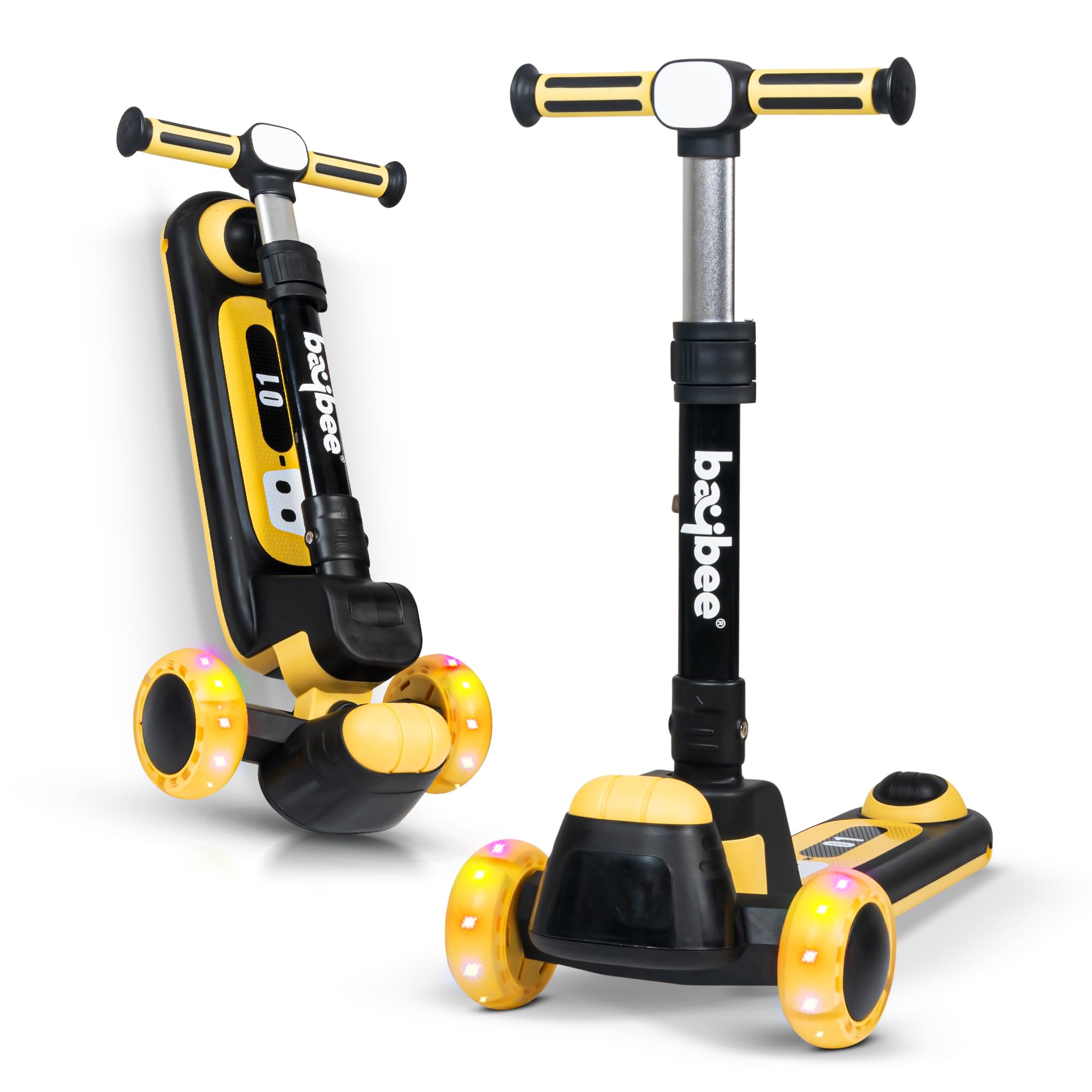 Baybee Cruze Skate Scooter for Kids, Smart 3 Wheel Kids Scooter with Height Adjustable & Music | Kick Scooter with LED PU Wheels, Rear Brake | Runner Scooter for Kids 2 to 10 Years Boys Girls (Yellow) (B0CNRZLQL5) Amazon Price History, Amazon Price Tracker