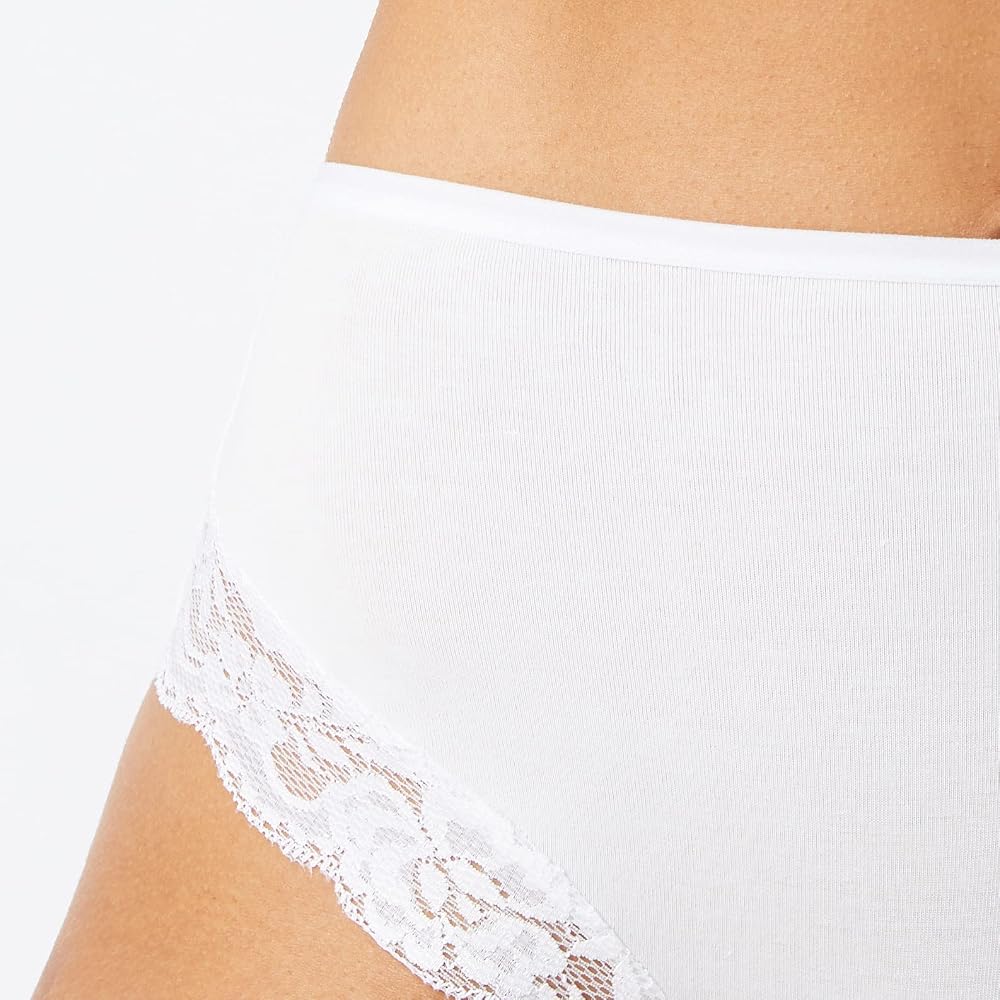 Confezione Da 3 Mutande Iris &amp; Lilly Donna, Vita Alta, In Cotone E Pizzo, Nere, Taglia 20