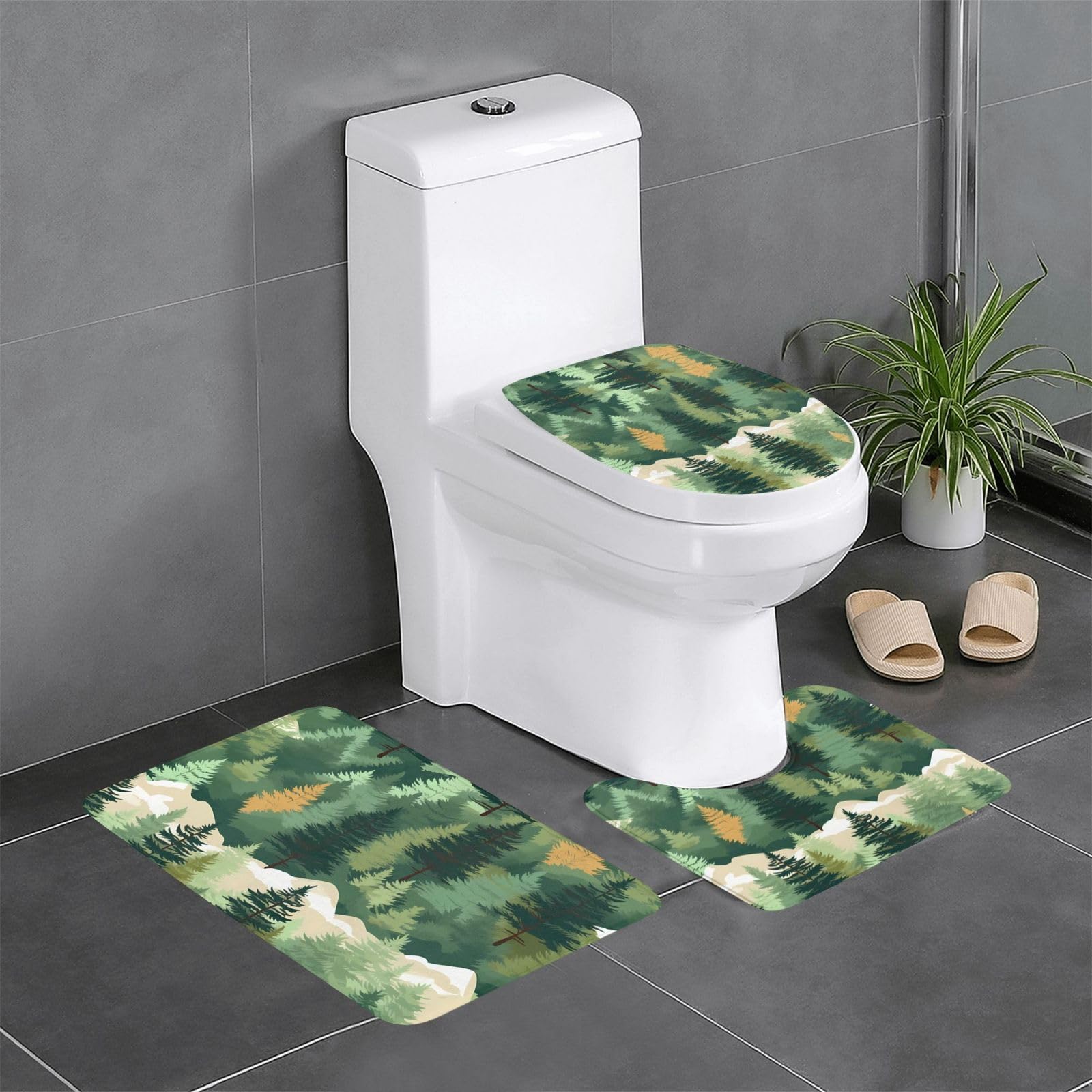 Tapis de salle de bain antidérapants Wilderness lot de 3 pour toilettes et coiffeuse