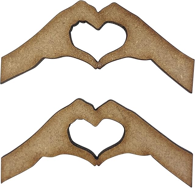 16x Hand Heart Love 5cm Wood Craft Embelishments Laser Cut Shape MDF