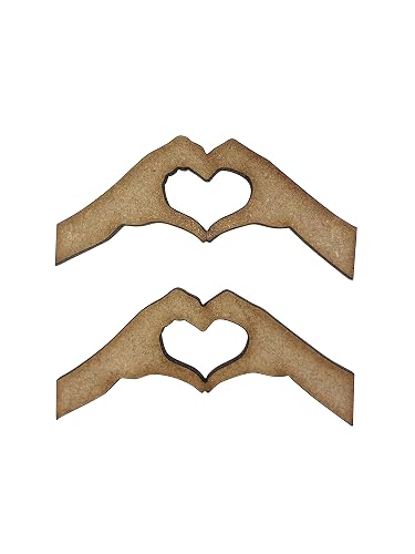 16x Hand Heart Love 5cm Wood Craft Embelishments Laser Cut Shape MDF