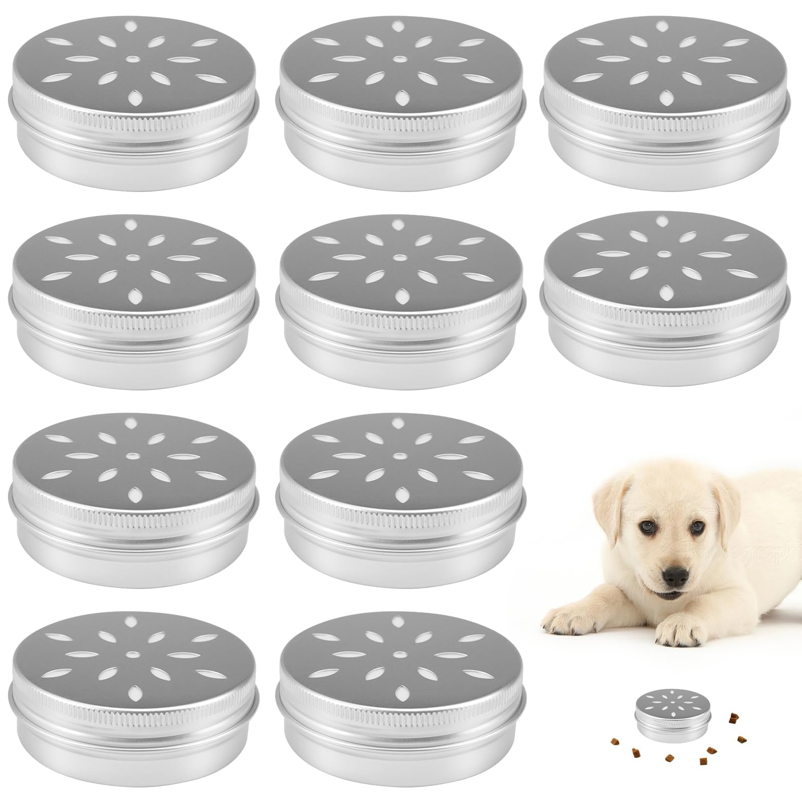 10 Pieces Dog Scent Work Tins,Scent Work For Dogs Equipment,Dog Scent Training Kit,Dog Fragrance Nose Odour Container,Aluminum Scent Training Tins with Ventilation Holes for Puppy Fragrance Training