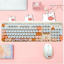 Microcase Mofii Ay c k Desenli Kablosuz Renkli Yuvarlak Tu lu T rk e Klavye Mouse Set, Bej