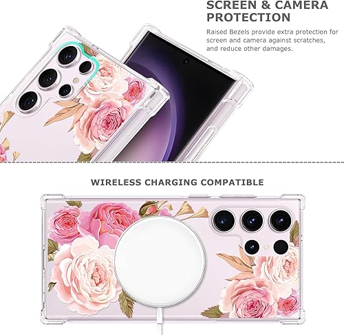 Miniatura 6 de FL-K - Funda transparente floral para Galaxy S23 Ultra 5G para mujeresniñas, bonita funda de teléfono para Samsung Galaxy S23 Ultra, diseño floral,