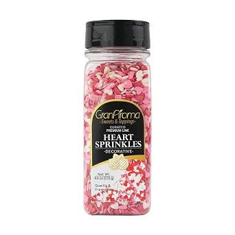 GranAroma Heart Sprinkles, Decorative Topping, Perfect for Baking & Desserts 9.6 Ounce