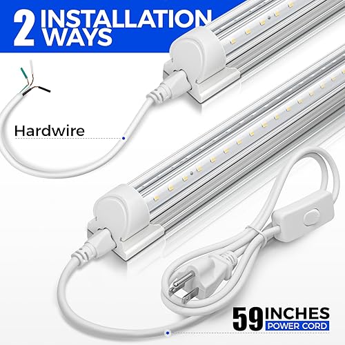 Miniatura 7 de Barrina T8 - Luz LED para tienda de 4 pies, 40 W, 5500 lúmenes, 5000 K, cubierta transparente, luces de techo de garaje, lámpara LED en forma de V,