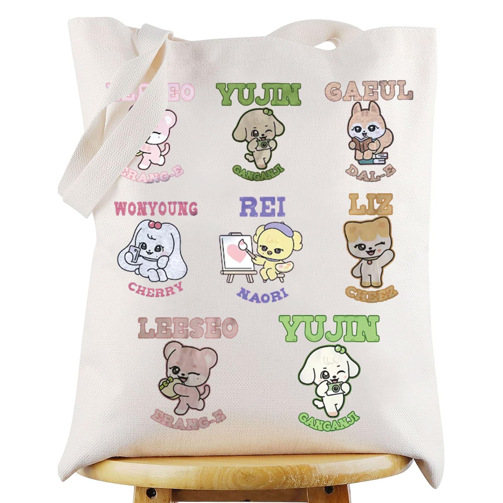 WZMPA Kpop IVE Member Tote Bag Korean Group Fans Gift Gaeul & Yujin & Rei & Wonyoung & Liz & Leeseo Shoulder Bag IVE Merch